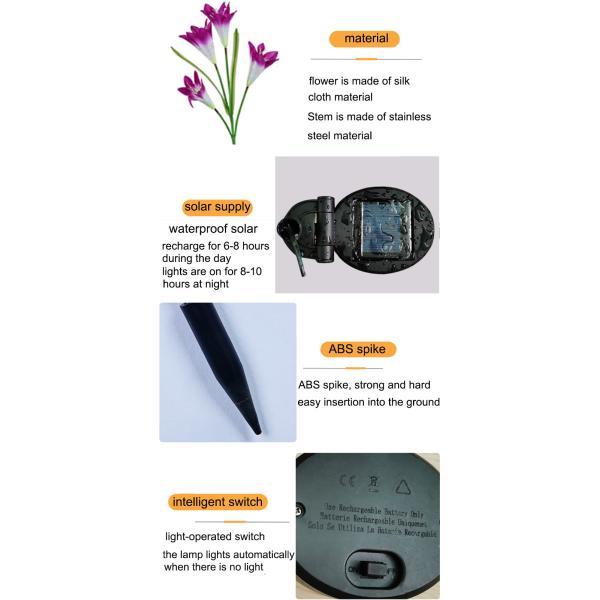 Solar LED 4 heads lily flower lights Lawn Lamp Outdoor Colorful Lamp can be customized