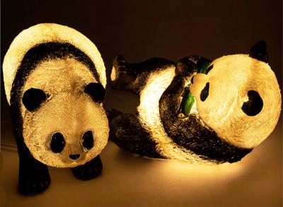 A pair of panda lights LED resin waterproof landscape lamp translucent animal outdoor park lawn lamp