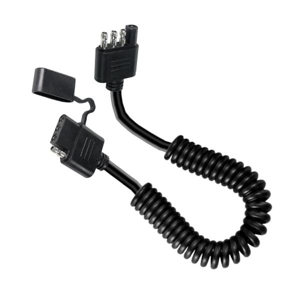 4-Pin Coiled Trailer Light Extension Cable Weatherproof 1.2M Black