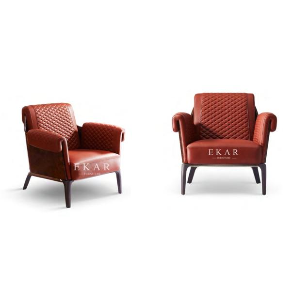 Living Room Modern Leather Arm Leisure Chair With Ottoman W006SF11A