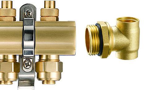 6015 Brass Manifold Parts Tee End Piece w/ Self-sealing Movable Nipple for Manifold Main Passage Female threaded Outlets