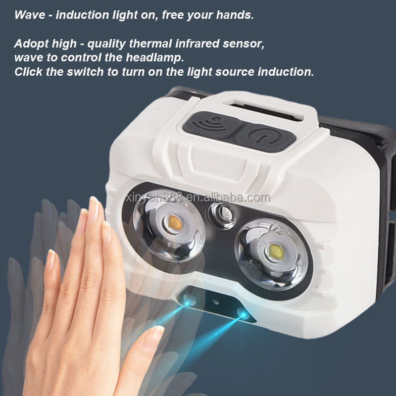 Super Bright Sensing Sensor Headlight 3 Light Source Night Driving Light 3 AAA Battery Powered Camping Emergency Headlight