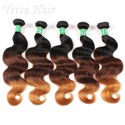 Tecem real do cabelo do Virgin do indiano 7A/três extensões do cabelo do tom sem produto químico