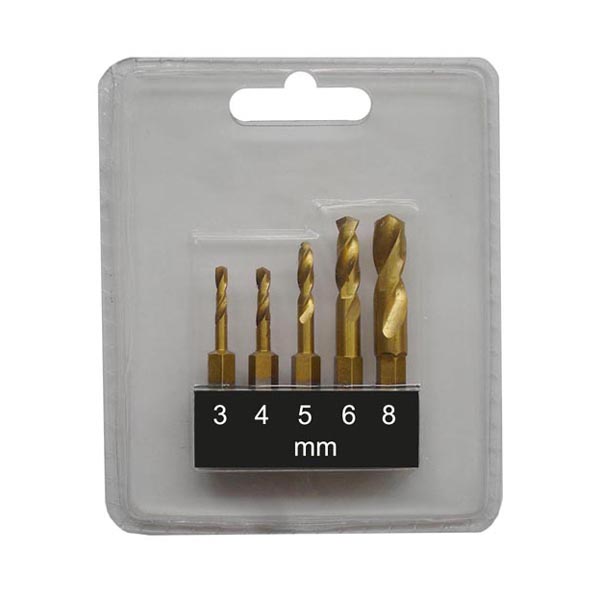 Hex Shank HSS Drill Bits Titanium Coated DIN Standard
