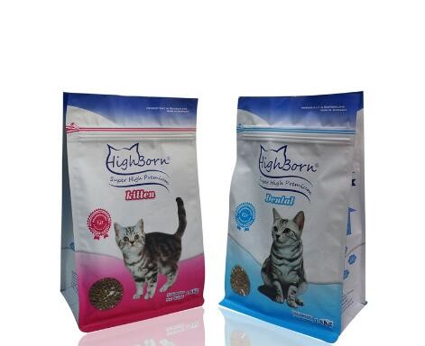 100% Food Grade Dog Cat Treat Packaging Block Square Flat Bottom Zipper Stand up Pouch Plastic Pet Food Bag