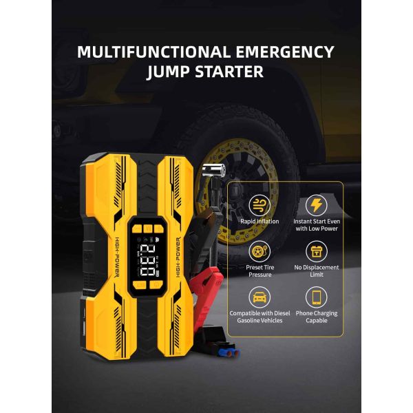 800A Car Portable Jump Starter With Air Compressor LED Emergency Light