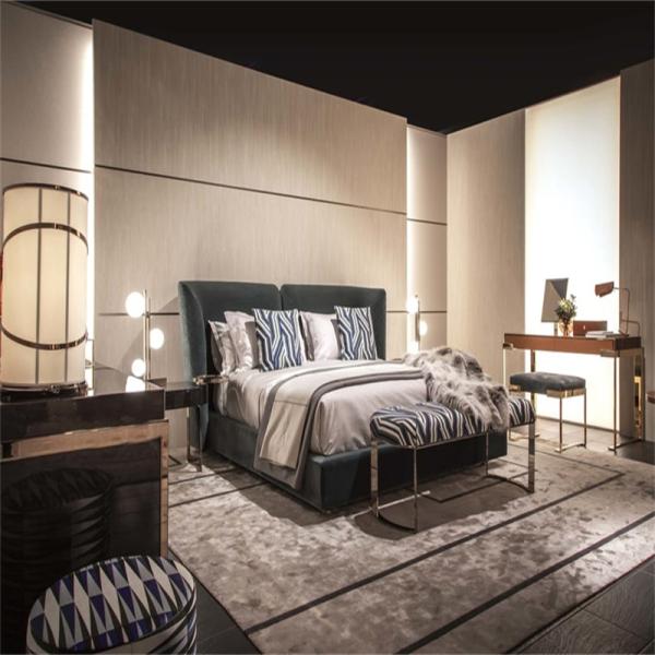 Super King Size Velvet Luxury Italian Bed Full Brushed Leather Bed For Bedroom