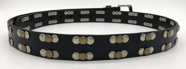 ширина 3.2cm обила панковские поясы, неподдельный кожаный плоский обитый пояс для парней