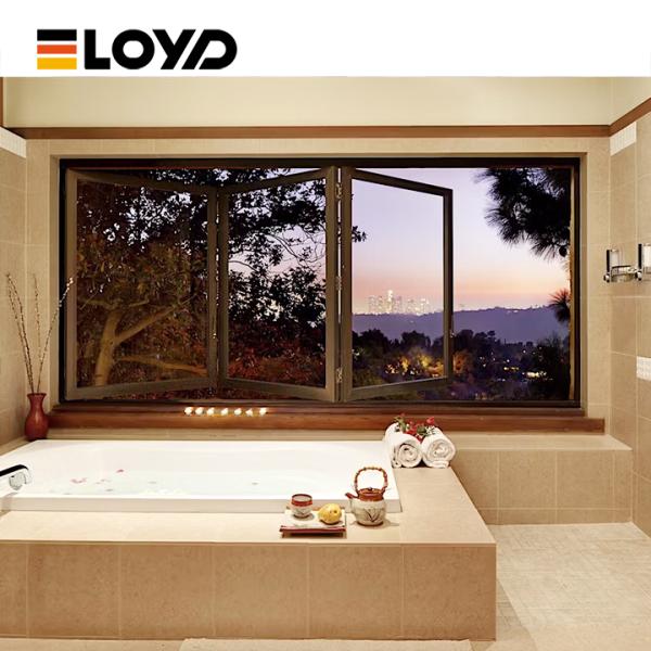Slim Aluminum Folding Window with Tempered Glass
