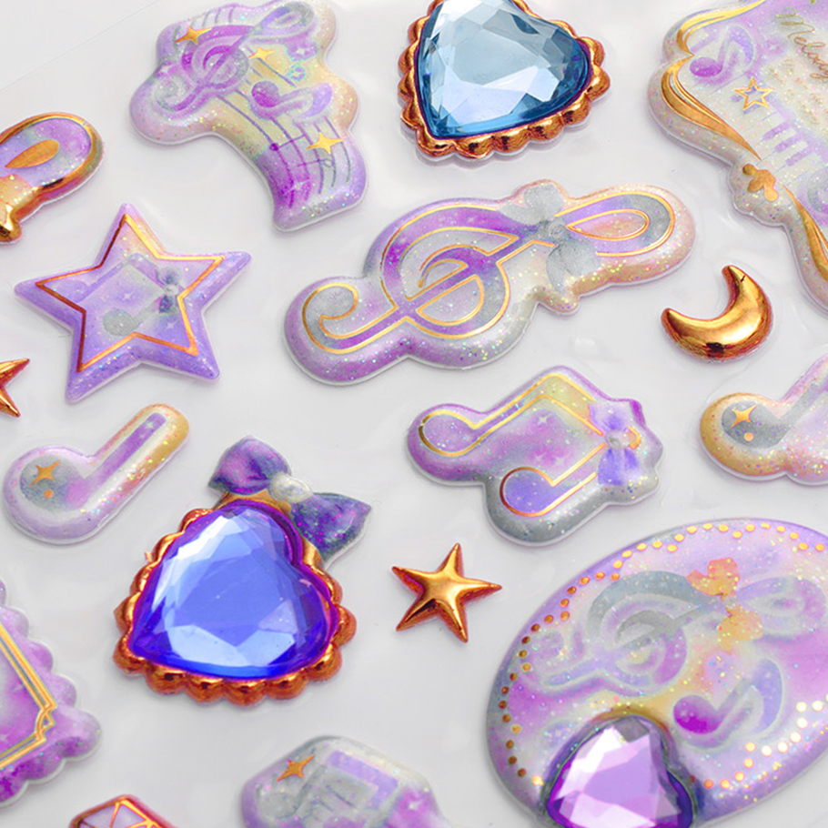 Glitter PVC Foam Sticker 3D Puffy Stickers Raised Gold Foil Bubble Stickers For Kids