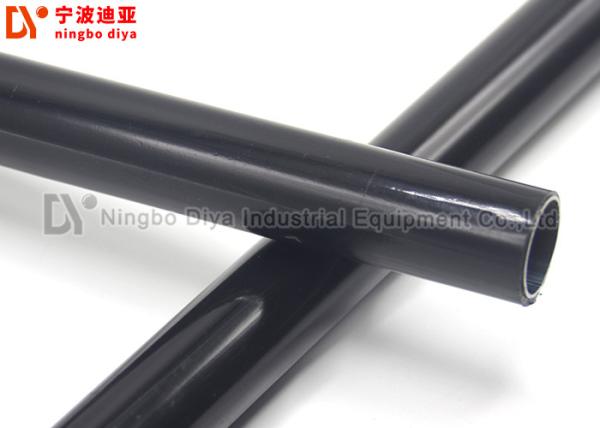 ESD Black Stainless Steel Shelving Rack Lean Pipe With Joint Round Coated