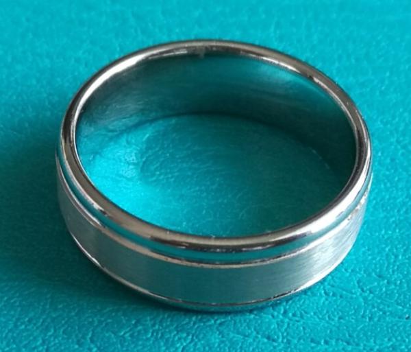 Cobalt Chrome 8MM Double Grooves Middle Satin Finish Wedding Band Ring,White Gold Color