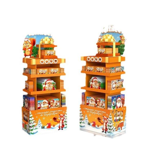 Custom Corrugated Paper Display Cabinet Snack Paper Shelf Environmentally Friendly Display
