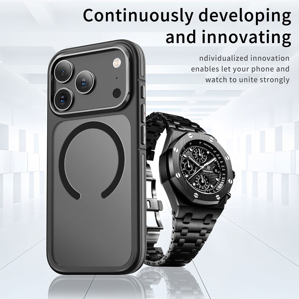 Laudtec Magnetic Case for iPhone 17 Pro Max Luxury Double Color Skin Feeling Matte Cover Shockproof Metal Lens Protection Shell