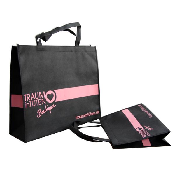 120gms Black Non Woven Carry Bag Silk Screen Printing Pink Logo for lady garment accesories
