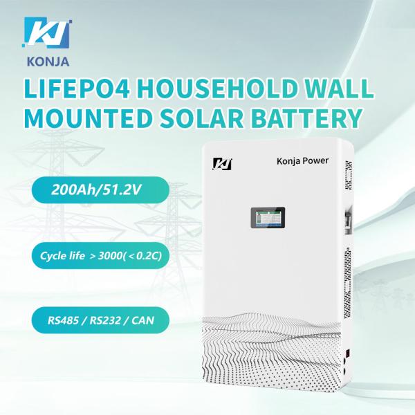 KonJa 51.2V 200Ah 10.24kWh Bateria de armazenamento de parede doméstica com 5 anos de garantia
