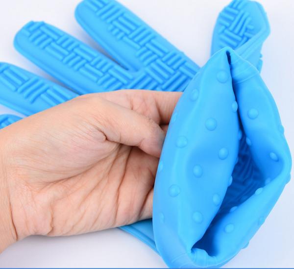 Colorful Heat Resistant Oven Gloves With Fingers / Ageing Resistant Silicone Rubber Oven Gloves