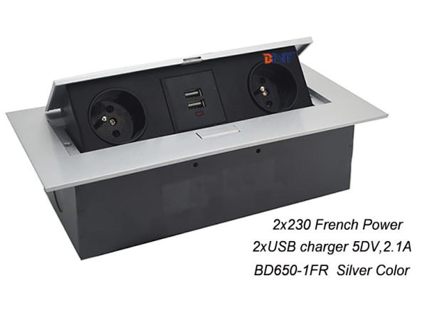 recessed power socket type pop up desktop EURO power socket with USB charge port