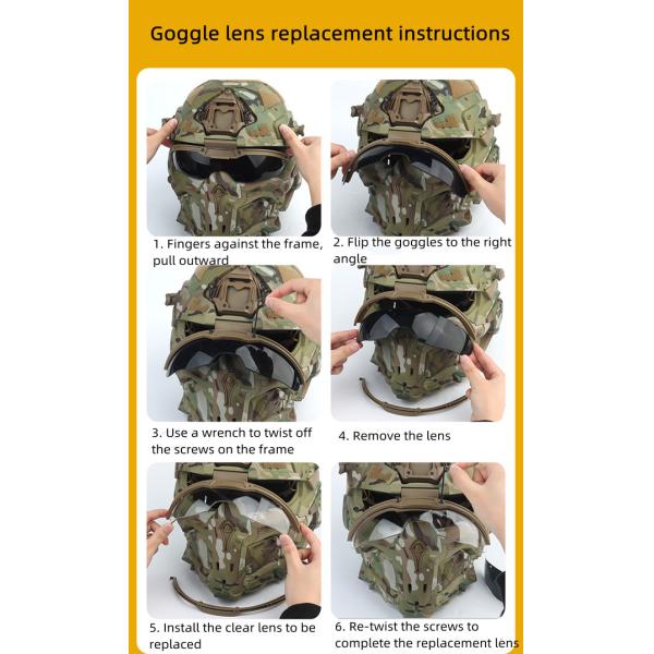 ABS Nylon Full Face Tactical Helmet For 52-62CM Head Circumference