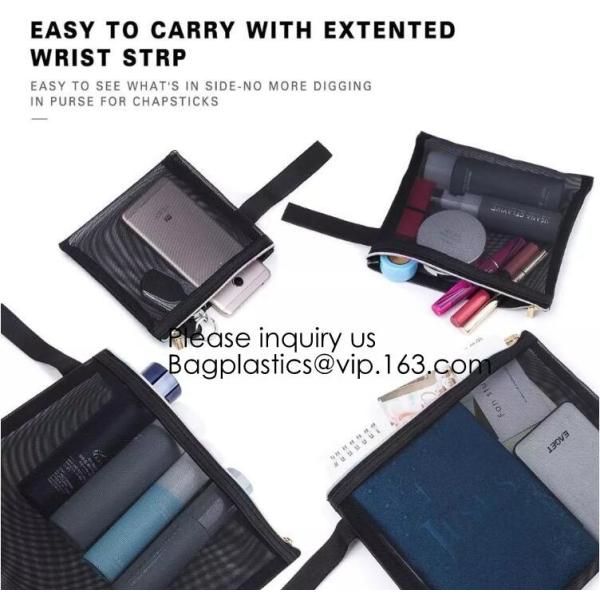 Mesh Makeup Bag See Through Zipper Pouch Travel Cosmetic and Toiletries Organizer Bags for Women Large & Medium, bagease