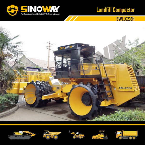 33ton Hydraulic Landfill Compactors for Waste Disposal Plant 4X4 Refuse Compactor