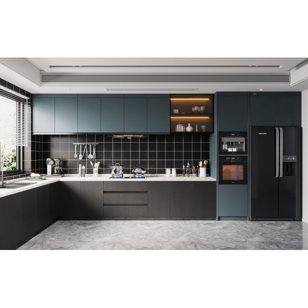 Melamine Kitchen Furniture with Island Design Multifunctional Modern Cabinet