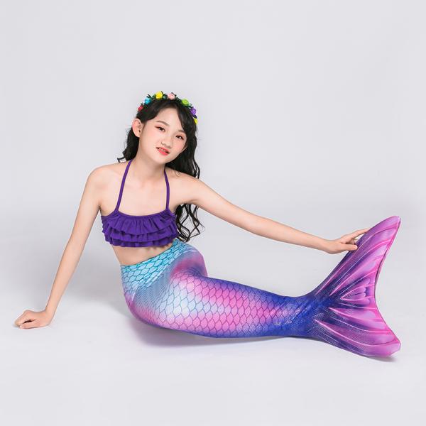 Colorful Unicorn Mermaid Tails for Swimming Princess Bikini Bathing Suit Children's Day for 3-12Y