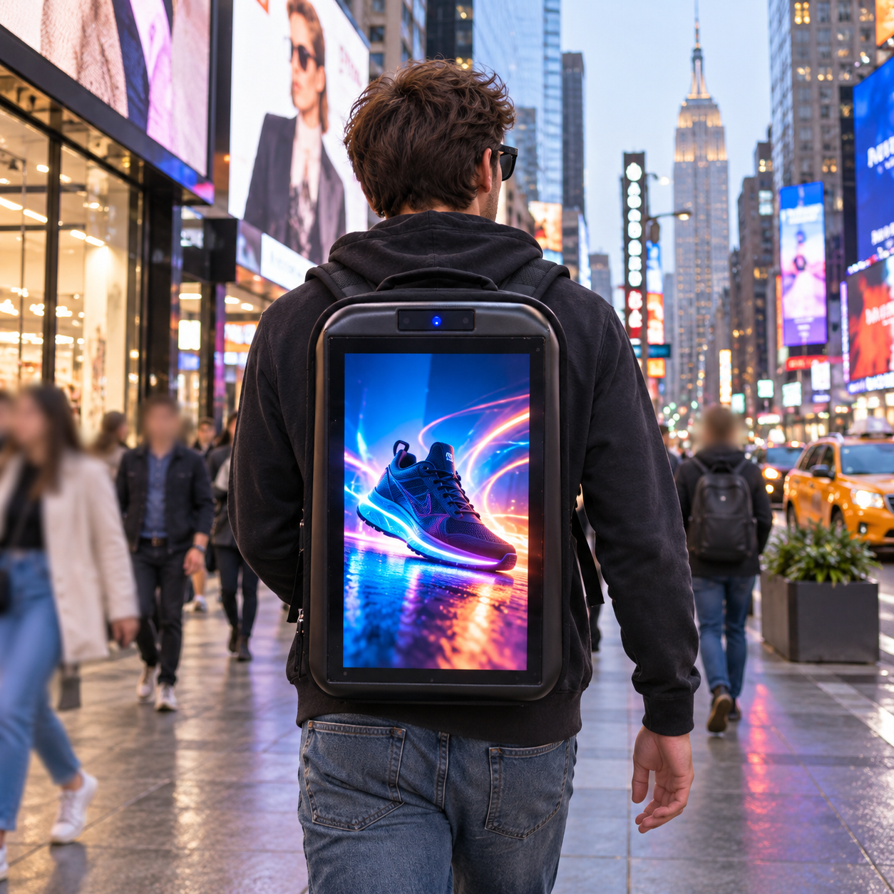 15.6 Inch Smart LED Screen Backpack HD Digital Display Advertising Backpack for Business Promotion Events Trade Shows Outdoor Marketing Custom Video Display Travel Bag
