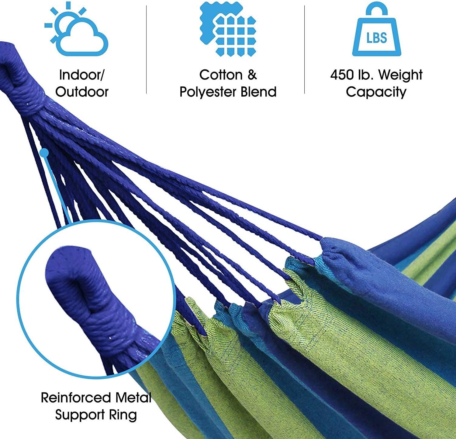 80-200 kg Weight Capacity Portable Camping Hammock Customized Request for Cotton Canvas