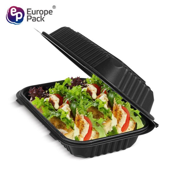 Eco-friendly food grade cornstarch plastic black biodegradable microwave food container