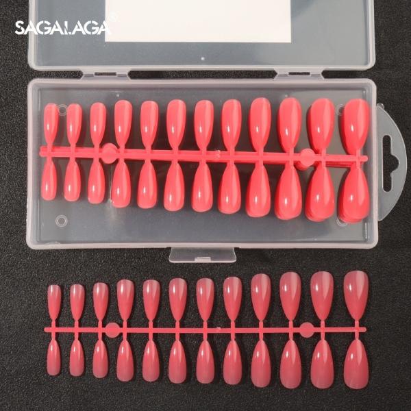 240pcs Box Full Cover Color Press on Coffin Nail Tips Red Almond Stiletto Square French Finger Style for French Style