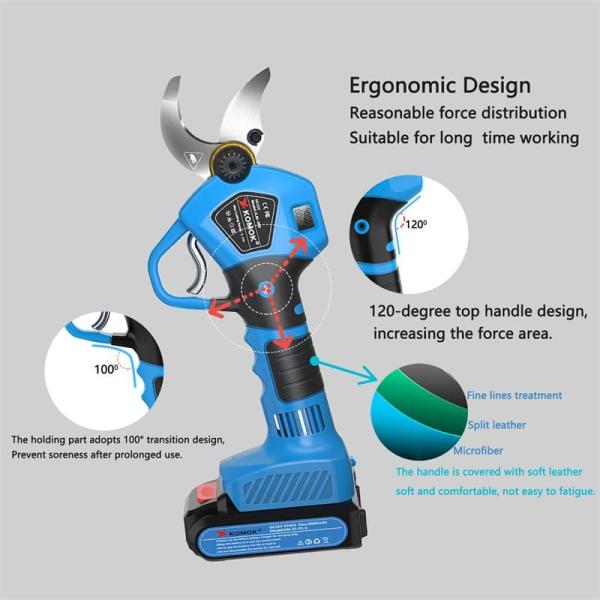 Lightweight Electric Garden Pruners , 30mm Blue Cordless Hand Pruners