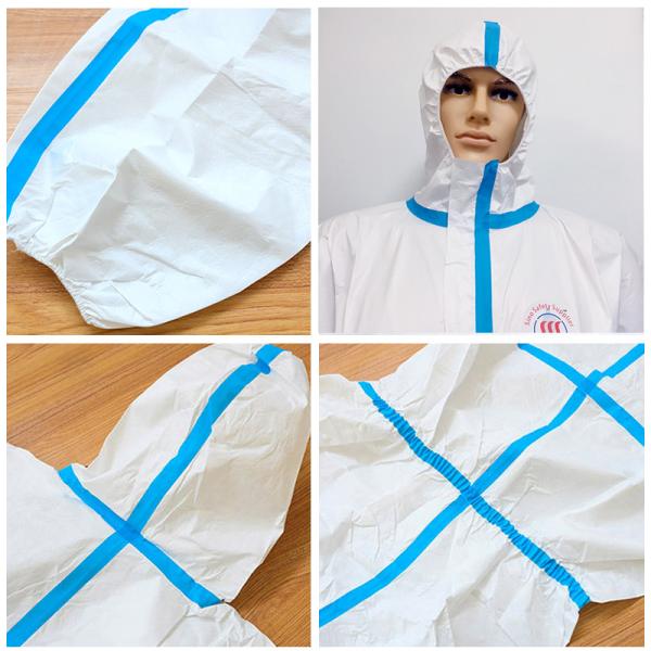PPE Non Woven Hazmat Suit White Chemical Uniform Disposable Jumpsuit Medical