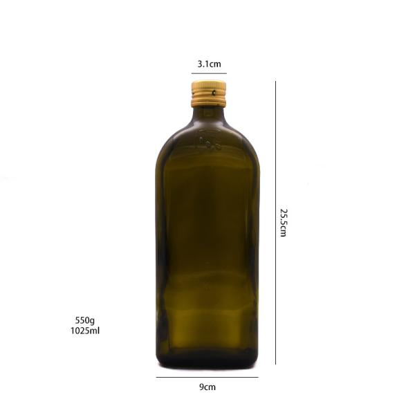 17oz BPA Free LFGB 1025ml Square Olive Oil Bottle