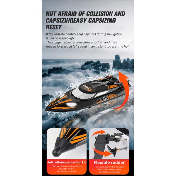 2 CHANNELS Control Electric Boat with 35km/H High Speed and Night Navigation Lights