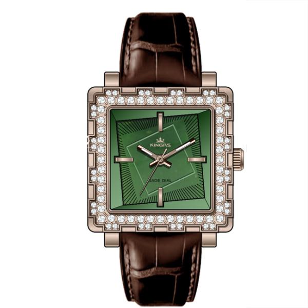OEM Couple Fashional Jade Watch Genuine Leather Wrist Watch Green