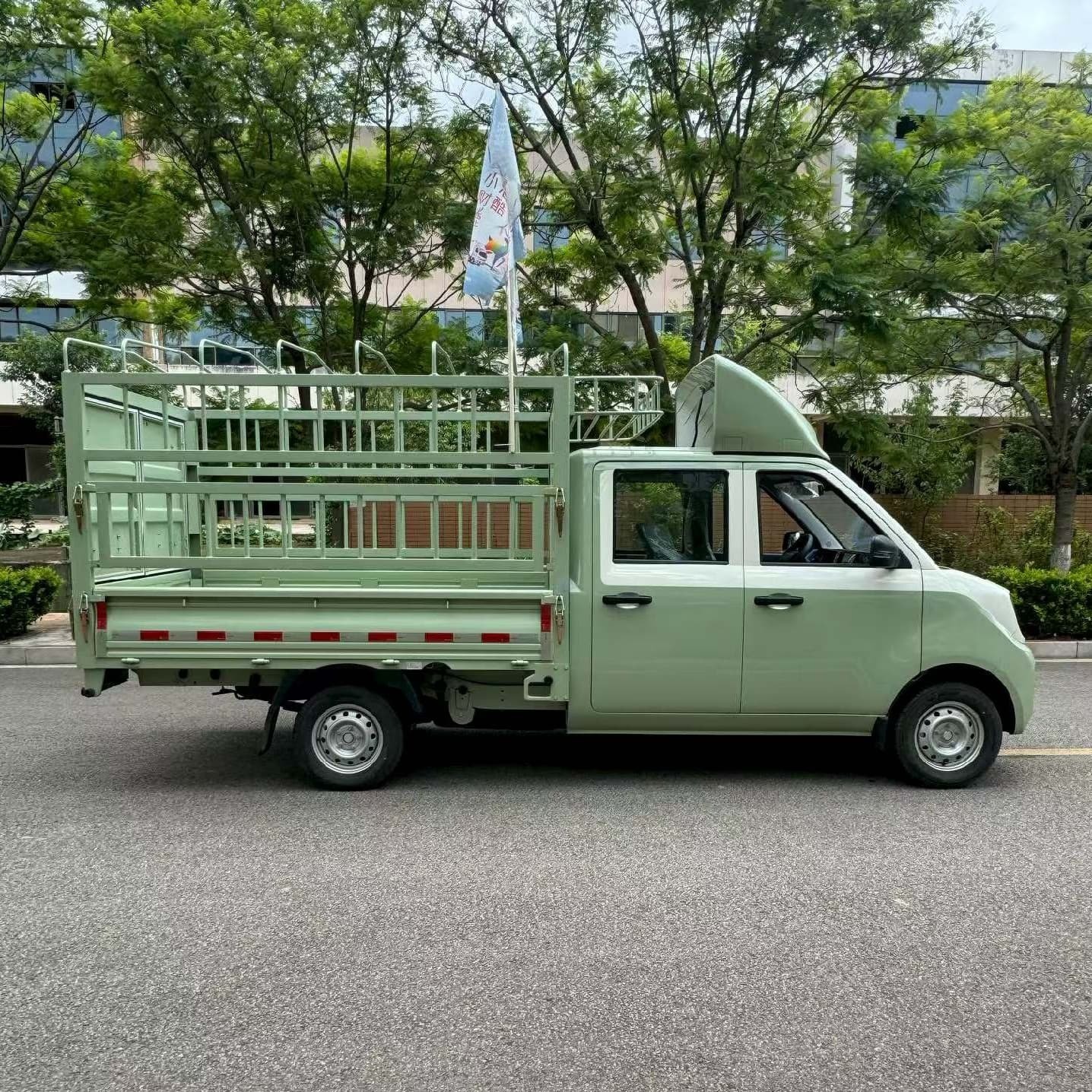 4x2 Double Cab Electric Stake Truck - urban delivery electric vehicle - light electric cargo truck