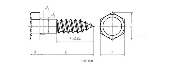 DIN 571 Hexagon Head Type Wood Screws Self Drilling Wooden Bed Screws