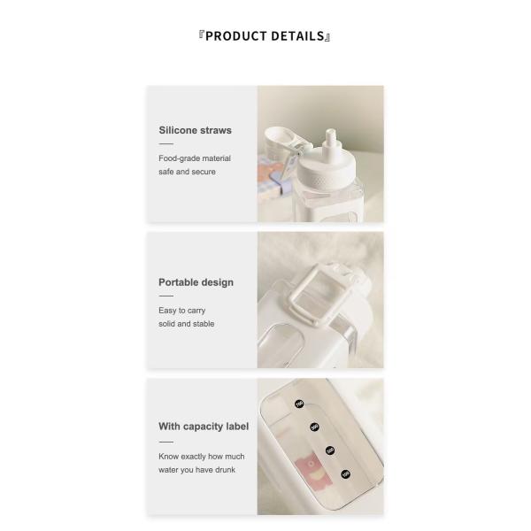 Gym-Ready Kawaii Water Bottle with 3D Sticker 700ml/900ml Plastic Travel Milk Portable