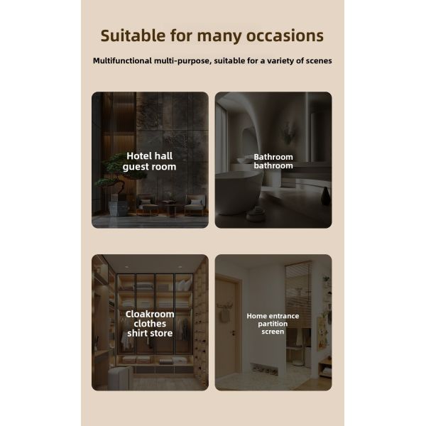 Hotel-Grade Oval Double Rod Suspended Stainless Steel Frame Bathroom Ceiling Mirror Rectangle IP44 Modern Touch Switch for Villa