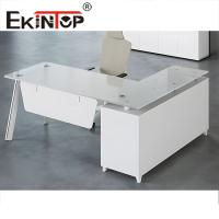 A mesa personalizada branca do vidro temperado moderou a mesa de vidro do computador