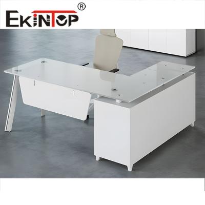 A mesa personalizada branca do vidro temperado moderou a mesa de vidro do computador