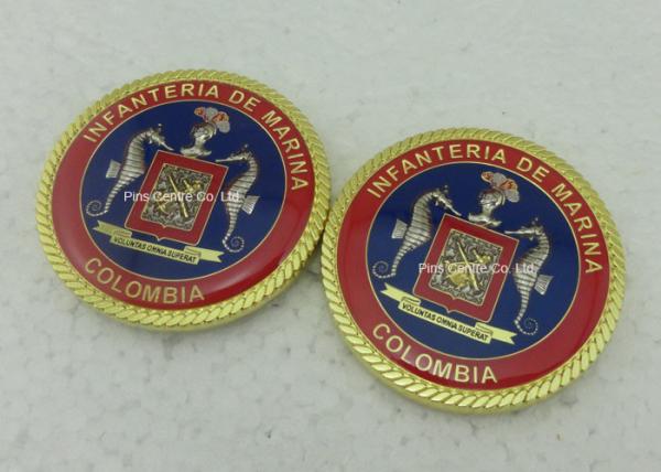 3D Customized Marina Personalized Coins , Challenge Colombia Coins With Zinc Alloy