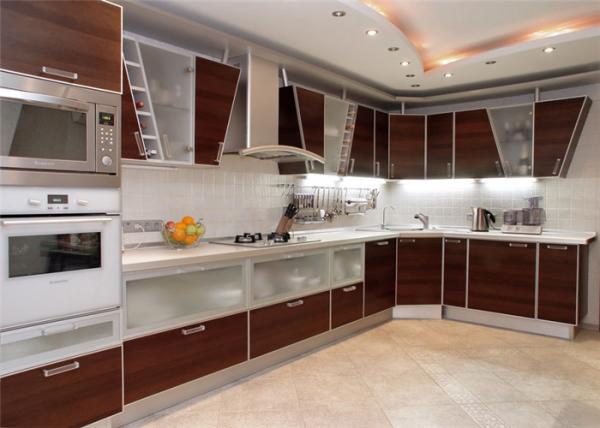 High Gloss Lacquer MDF Kitchen Cabinets Blum / Dtc Hardware With Countertop Sink / Faucet