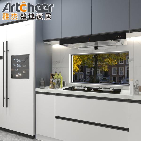 Small Kitchen Apartment Melamine Kitchen Cabinet Door with Contemporary Design Style