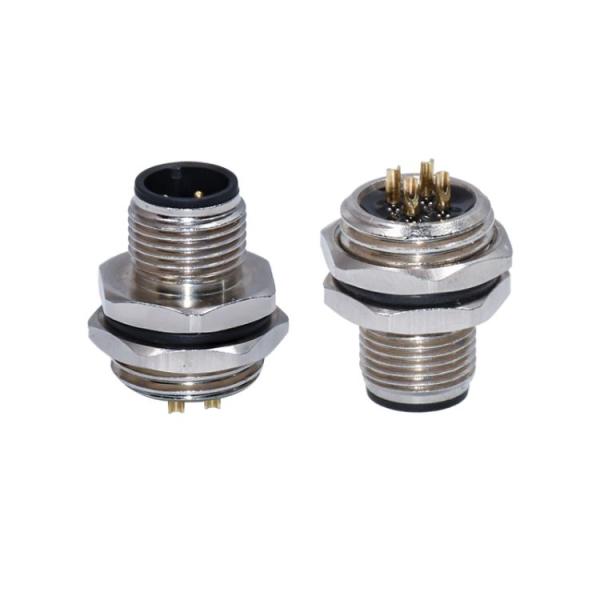 PIN impermeable posterior IP69K del conector 4 del varón TPU GF M12 del reborde de la cerradura