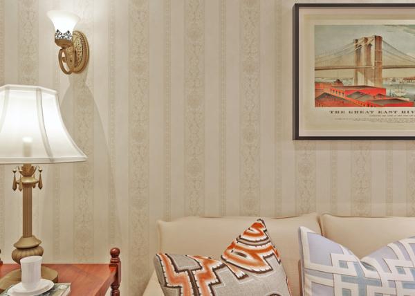 Yellow Color Luxury Modern Embossed Wallpaper , Household Removable Reusable Wallpaper