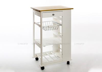 4 Tier 86cm Height 50cm Width Wood Kitchen Cart On Wheels