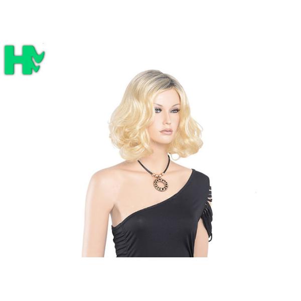 Fashion Fiber Material Short Synthetic Wigs / 12 Inch Blonde None Lace Front Wig