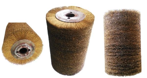 Industrial Brass Bristle curved wood polishing brush roller OEM